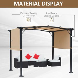 Pergola Retrattile 8 X 10 con Telaio in Acciaio e Copertura Superiore, Tenda Ombreggiante per Esterni in Tessuto Poliestere - Product Image 5