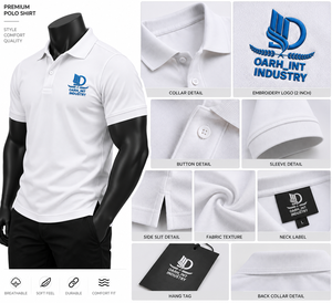Chemises de golf en polyester pour hommes, manches courtes, logo brodé personnalisable sur le devant, couleur unie, décontractées, séchage rapide, tricotées - Product Image 6