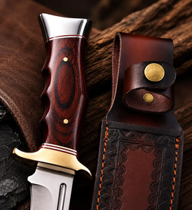 มีดแคมป์ปิ้งเหล็กกล้าคาร์บอนทำมือคุณภาพพรีเมียม LEGACY BLADES ด้ามไม้ พร้อมปลอก มีดใบตาย ผู้ผลิต OEM - Product Image 5