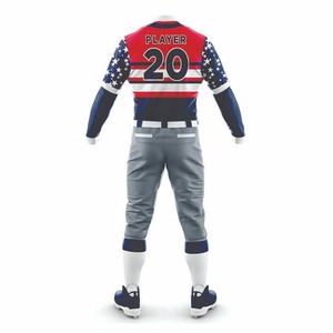 Men's <b>Baseball</b> Uniform Set Black Red Striped Sublimated Polyester Short Sleeve Jersey with Button Fly Pants Adult Size - Product Image 2