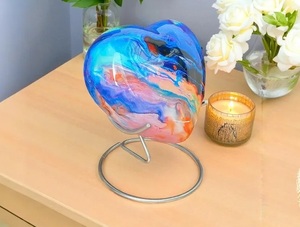 <b>Tie</b> Dye Baby & Pet Cremation Urn for Human Ashes Eco-Friendly Durable Aluminum Urn with Cross Heart Design - Product Image 3