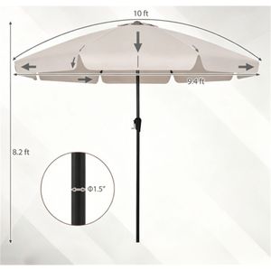 Ombrellone da Giardino Beige da 3 Metri con Inclinazione a Pulsante e Manovella per Protezione Solare nel Cortile - Product Image 5