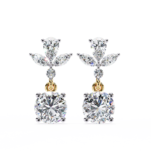 Unique Design Mix Cut Lab Grown Diamond 14K Gold IGI Certified <b>Earring</b> <b>Tops</b> for Gift Party & Anniversary - Product Image 1