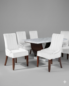 Ensemble de table à manger en bois contemporain avec chaises en velours, design scandinave, meubles écologiques pour la maison - Product Image 2