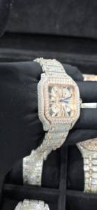 Montre de luxe sport et affaires en acier inoxydable avec diamants Moissanite VVS, cadran carré, chiffres romains, style Hip Hop, mécanique, idéale pour un anniversaire - Product Image 3