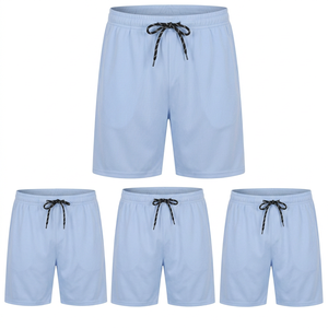 Shorts décontractés pour hommes, couleur unie, avec cordon de serrage, taille mi-haute, tricotés, écologiques, sportifs, pour le jogging et le fitness, noir, gris, rouge, marine - Product Image 5