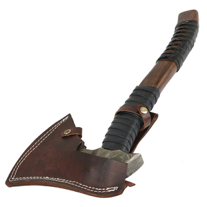 Handmade <b>Axe</b> Damascus Steel Blade Wood <b>Handle</b> With Leather Sheath Outdoor <b>Axe</b> Custom <b>Axe</b> - Product Image 5