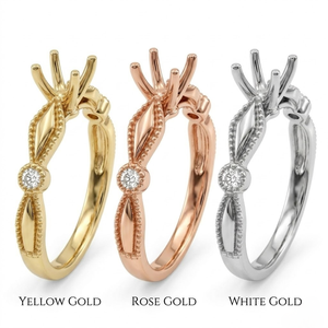 Anillo de Oro Amarillo Natural de 18K con Diseño de Rombo y Milgrain, Base Delicada para Promesa o Apilamiento, Joyería Fina al por Mayor - Product Image 4