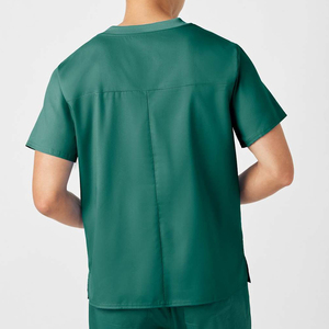Blouse médicale pour homme, super douce, confortable, 2 poches, col en V, vert chasseur, pour salle d'opération - Product Image 5