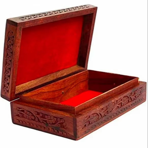 Boîte de rangement décorative en bois de pin naturel Barkah Star avec couvercle coulissant en verre, estampillée, vernie UV, capacité personnalisée - Product Image 3