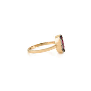 Bague élégante de style classique pour femme et fille, sertie d'un véritable rubis solitaire, en or jaune 18 carats plaqué rhodium noir, bijoux fins - Product Image 5