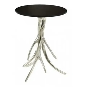 Mesa de Centro Redonda Tradicional de Aluminio con Tapa de Vidrio Espejado para Sala de Estar - Product Image 2