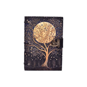<b>A5</b> Tree Moon Handmade Paper Journal | Eco Friendly Hardcover Lock Diary Notebook with Artistic Nature Design Gift Set Writing - Product Image 3