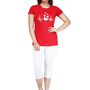 เสื้อยืดคอกลมแขนสั้นระบายอากาศได้ดีสำหรับผู้หญิงใหม่เสื้อยืด100% พิมพ์ลายสีแดงเสื้อคอกลมแขนสั้น - Product Image 5