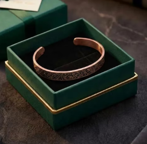 Premium Pure Copper <b>Engraved</b> Vintage Floral Scrollwork Pattern Cuff <b>Bangle</b> Adjustable Open Thin Wristband Solid Pure Metal - Product Image 2