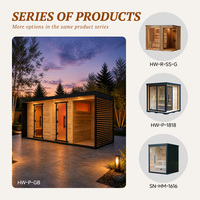 Sauna en pin thermoformé de conception ouverte avec mur à persiennes pour un refroidissement estival et une rétention de chaleur hivernale, luxe