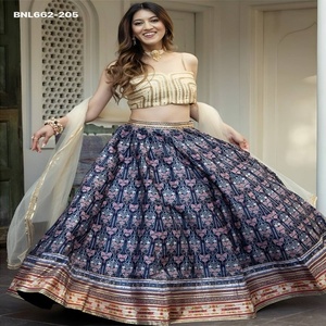 Proveedor de conjuntos de Lehenga-Choli y Dupatta de la mejor tela de seda artística con estampado floral digital y trabajo Gota Patti para festivales, de Surat. - Product Image 1