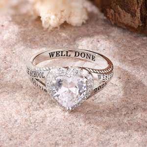 Anillo de Graduación Universitario Personalizado BOJ School Ring 060, Anillo de Colegio Secundario para Ella, con Piedra de Nacimiento, Plata 925, ¡Oferta! - Product Image 1