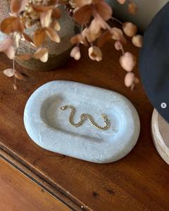 Plateau de service ovale en marbre beige, fait main, moderne, résistant au feu, décoratif pour la cuisine, le salon, la villa - Product Image 4