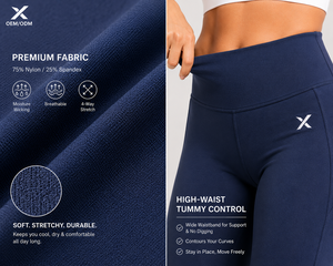 X Sports City Women's High Waist Full Length Yoga <b>Leggings</b> Tights Solid Color Seamless Spandex <b>Nylon</b> Four-Way Stretch Pants OEM - Product Image 4