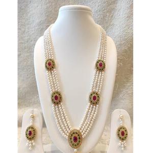 Premium Quality Silver Plated CZ Zircon Long Imitation <b>Pearl</b> <b>Necklace</b> Earring <b>Set</b> for Women's Engagement Anniversary Party - Product Image 1