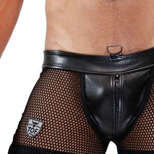 Jockstrap intégral zippé Spartacus noir pour homme, vêtement de club fetish en maille sexy - Product Image 1