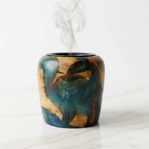 Bakhoor <b>Burner</b> Handmade Sandalwood and Epoxy Resin Design Tibetan Coriander Plug <b>for</b> Spring Ramadan Gift Daily Incense Use - Product Image 1