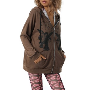 <b>Zip</b> <b>Up</b> Hoodie Y2k Vintage Graphic Oversized Hooded Sweatshirt <b>Jacket</b> Pullover - Product Image 4
