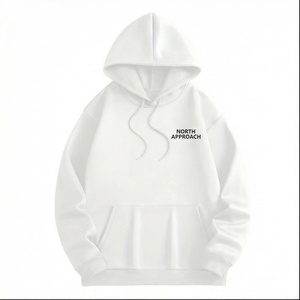 Sweat à capuche oversize pour homme North Approach, en coton blanc tricoté, décontracté, avec poche avant, coupe classique, pour l'automne - Product Image 1