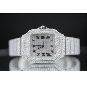 Montre-bracelet de luxe de qualité supérieure, blanche, sertie de diamants, étanche, à quartz, pour hommes, disponible à l'exportation depuis l'Inde. - Product Image 4