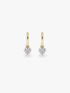14K 18K <b>Solid</b> Gold Heart Lab Grown Diamond Solitaire <b>Hoop</b> <b>Earring</b> Certified 11mm Georgian Prong Everyday Wear Minimalist - Product Image 6