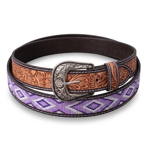 Cinturón de Cuero Genuino Hecho a Mano, Estilo Western Vintage, Hebilla de Aleación, Bordado Floral, Patrón Sólido, 38mm de Ancho, Duradero - Product Image 2