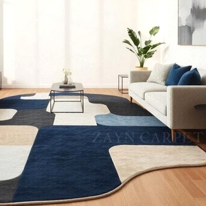 Hand Tufted Blue <b>Grey</b> Abstract Wool <b>Rug</b> Modern Irregular Area Carpet for <b>Living</b> <b>Room</b> Bedroom Home Decor Wholesale Supplier - Product Image 2