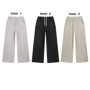 OEM 2026 Custom Logo Washed Men's French Terry Straight Leg Sweatpants Luxury Mens Casual Style Custom Design Sweat Pants - Product Image 2