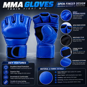 Professional MMA Fight Gloves Half Finger <b>Open</b> Palm Grappling Gloves with Adjustable Wrist Wrap for Training Competition - Product Image 6