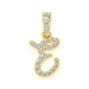 14K <b>Gold</b> Natural Diamond <b>Pendant</b> Fashion Jewelry Wedding Engagement VS Painter Letter E Hip Hop Style Silver personalized Charm - Product Image 1