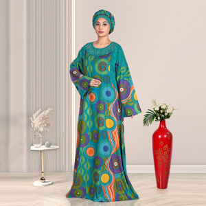 Caftán Abaya de Rayón para Mujer con Adornos de Diamantes, Manga Larga, Ropa Islámica Modesta, Elegante Estilo Dubái, Vestido Maxi para Oración del Eid - Product Image 1