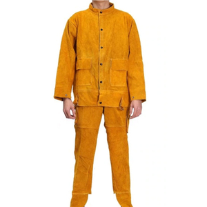 Ensemble veste et pantalon de soudeur imperméable en cuir de vachette jaune de classe 2 SW GROUP, vêtements de sécurité résistants à la chaleur - Product Image 1