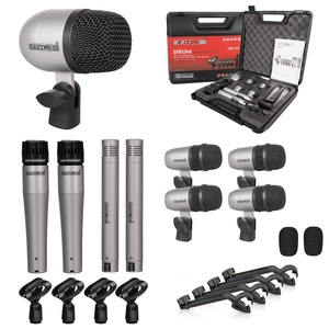Kit de Micrófonos de Batería de 5 Núcleos, 9 Piezas, Micrófonos de Batería Totalmente Metálicos, Tom/Snare y Platillos, Juego de Micrófonos con Cable para Instrumentos de Percusión - Product Image 1