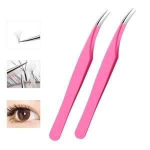 Precision Stainless Steel Eyelash Tweezers Pink Smooth Tip Beauty Tool Series Packaging - Product Image 4