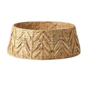 Cesta cuadrada de jacinto de agua tejida a mano para la base del árbol de Navidad, cubierta para soporte de árbol, decoración navideña natural - Product Image 4