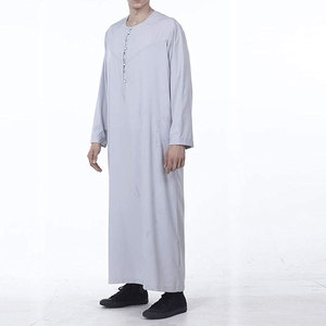 Robe longue ample en coton et lin pour homme, style musulman, manches longues, Kaftan Jubba Thobe - Product Image 6