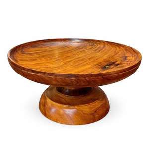 Assiette de présentation ronde moderne et écologique en bois de rose massif poli, faite à la main, durable, idéale pour les cadeaux - Product Image 2