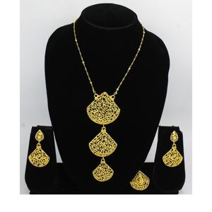 Parure de bijoux collier avec boucles d'oreilles en laiton plaqué or pur parure de bijoux collier design haute qualité Émirats arabes unis Dubaï - Product Image 2