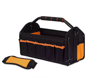 Sac de transport pour électricien robuste, noir avec poches orange, poignée en acier, matériau en polyester renforcé, Oxford - Product Image 2
