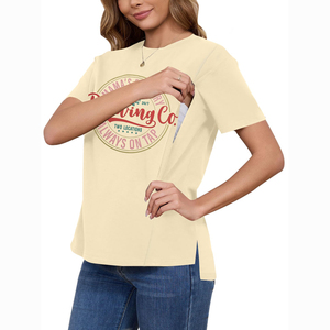 Camisetas de lactancia personalizadas para mujer, camisetas de maternidad lisas, diseño sencillo, ropa de embarazo, tela suave y transpirable - Product Image 2