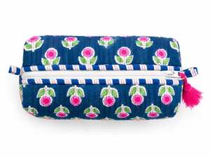 Bolsa de Cosméticos Impermeable Ecológica de Algodón con Estampado de Borlas de Veer Handicrafts, Tamaño Mediano, Cierre de Cremallera, Bolsa de Viaje Portátil - Product Image 1