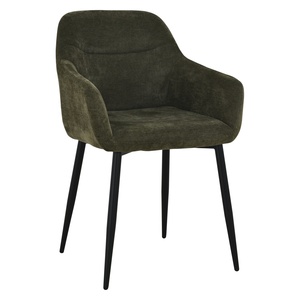 Silla de Comedor Moderna Tapizada en Tela Verde Oscuro con Patas de Metal Negro Arena, Tela Mirea para Restaurante, Hotel, Comedor - Product Image 1