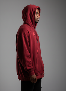 Custom Oversized Distressed Acid Wash Hoodie Men 100% Cotton Heavyweight Ripped Raw Hem Streetwear Vintage Hip-Hop Pullover - Product Image 3