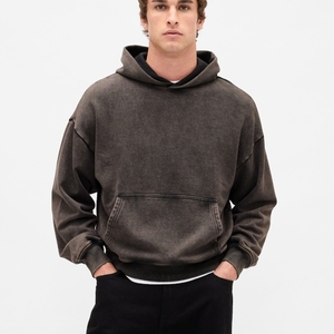 Sudadera con capucha de algodón para hombre, lisa, oversize, con hombros caídos, al por mayor, de forro polar técnico, para gimnasio y ropa deportiva - Product Image 6